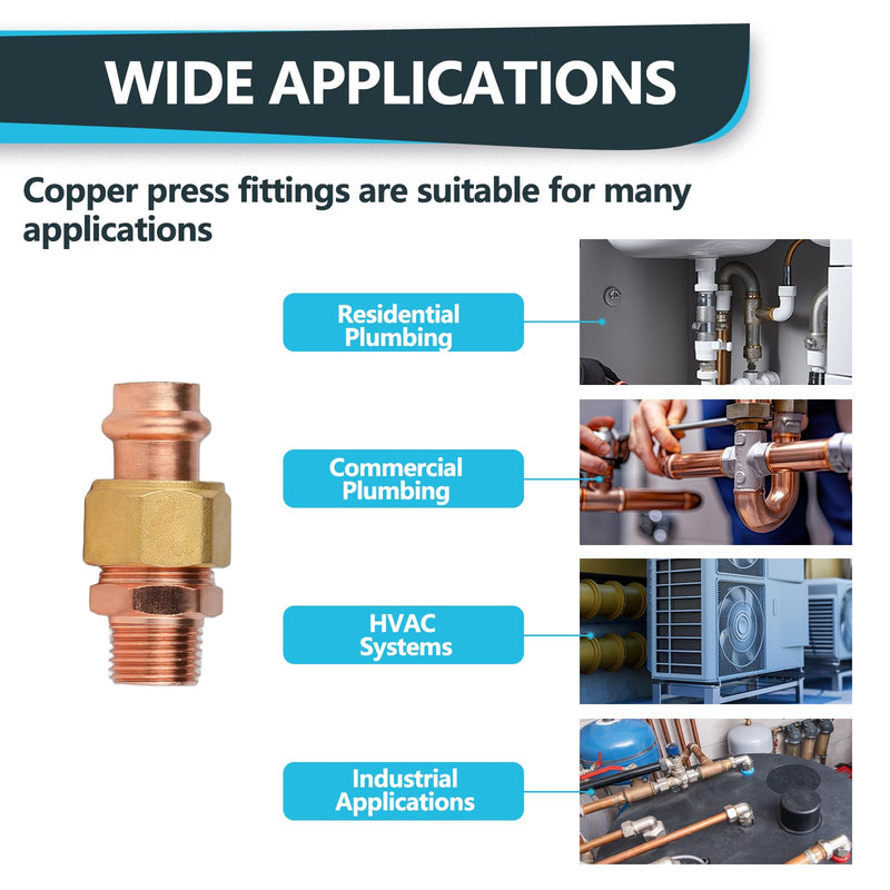 1Pack Seelink 1" Copper Press x 1" MPT Male Adapter Union(PRESS073-1) 1"P x 1"MPT