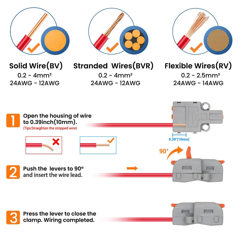 40PCS Lever Wire Connector,1 in i Out-1 in 5 Out Wire Splitter,Compact Wire Connectors Splicing Connectors for Circuit Inline 28-12 AWG