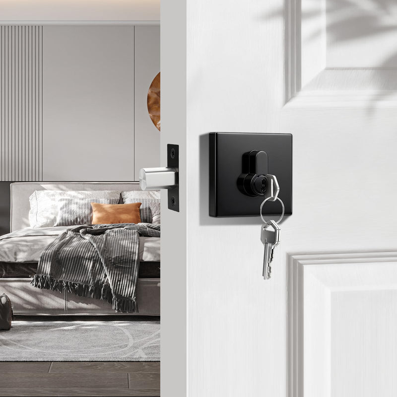 1 Pack Keyed Single Cylinder Deadbolts Matte Black, Keyed One Side Deadbolt Lock, Flat Black Interior & Exterior Door Hardware (for Entrance Lock and Front Gate) 1
