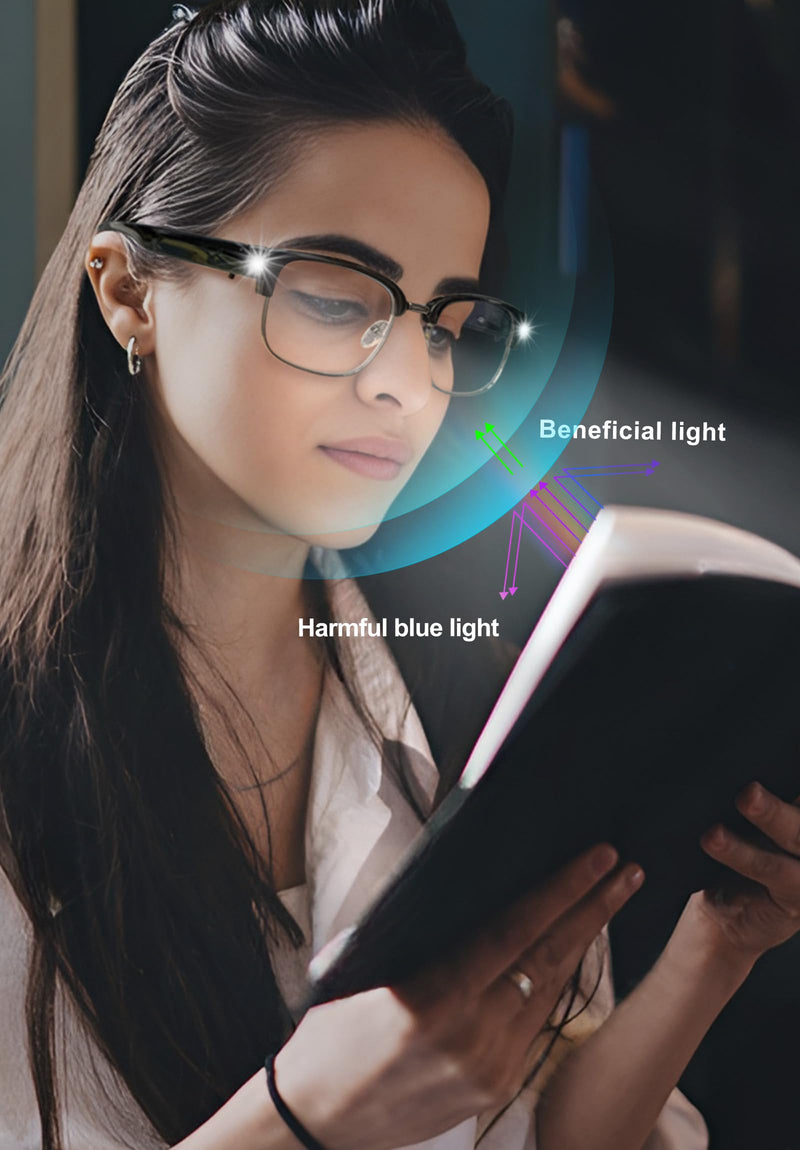 OKH Reading Glasses with Light Metal Frame Magnifier Reading Glasses Rechargeable Bright Led Readers Glasses for Men Women Black 2.0 x