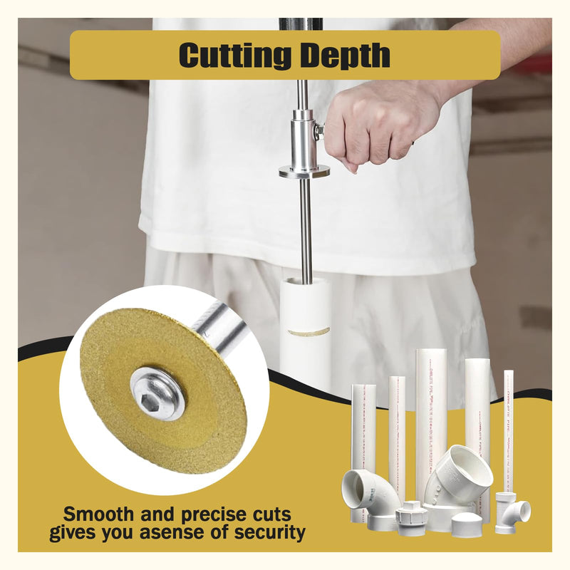 7-Inch PVC Pipe Cutter Tool for Drill-Internal/Inside Pipe Cutting with Diamond Wheel,Hex Shank&Adjustable Depth Handle-Fast,Clean Cuts for Plumbing,Irrigation,DIY Projects