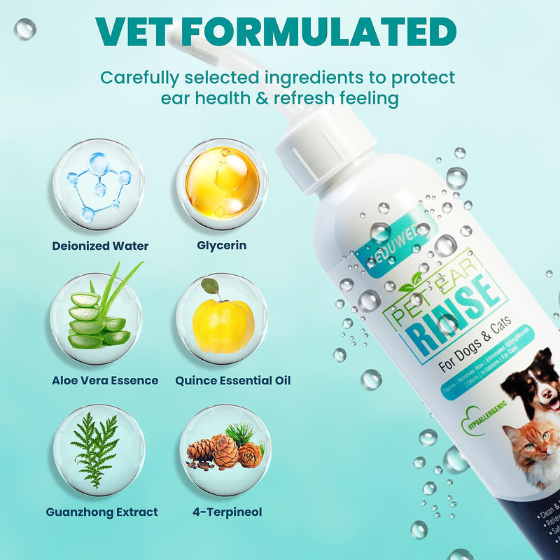 Dog Ear Cleaner, Dog Ear Care Liquid, Dog and Cat Ear Cleaner to Eliminates Ear Odour, Dirt and Debris Pet Ear Cleaner Solution,Remove Wax, Dirt & Stop Smelly, Itchy, Non-Irritating, 4 Fl oz - PawsPlanet Australia