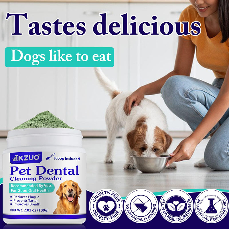 Dog Teeth Cleaning Powder - Dog Dental Powder - Dog Breath Freshener - Targets Tartar & Reduces Plaque & Bad Breath - Teeth Cleaning Made Easy Eliminate - for Small, Medium, Large Dogs (2PCS) - PawsPlanet Australia