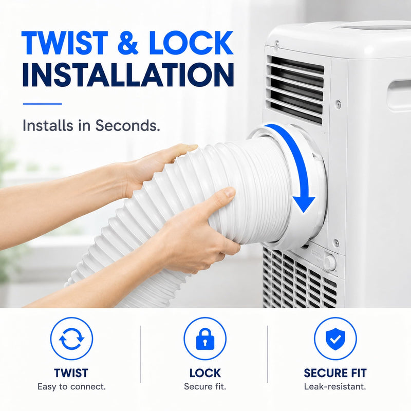 Portable AC Hose 5.9 Inch CounterClockwise, 59" Portable Air Conditioner Exhaust Hose Replacement with Steel Wire, Flexible AC Vent Hose for Delonghi LG Haier Whynter Portable AC Unit 59 Inches