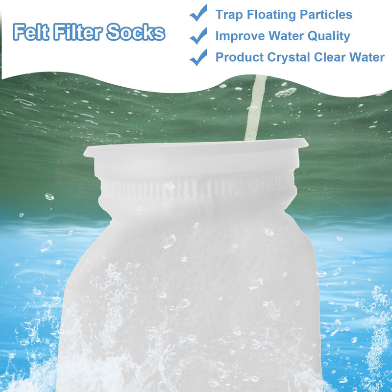 16 Pack 4" x 9" Filter Socks 4 Inch Ring by 9 Inch Long 200 Micron Filter Bag, Felt Filter Sock for Aquarium, Industry, Chemical, Water Liquid Filter Bags