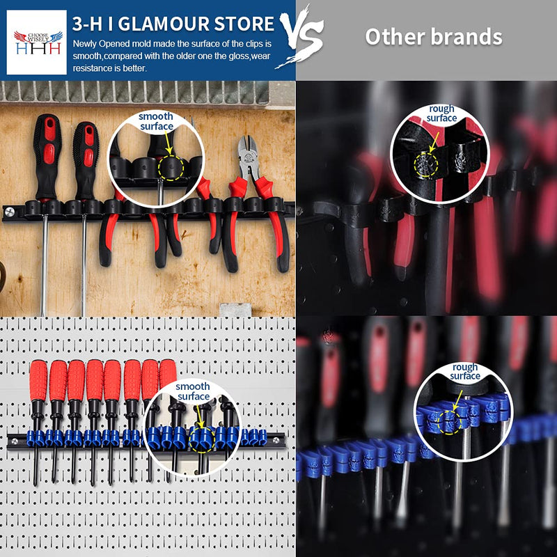 3-H Screwdriver Organizer,Tool Holder,Tool Organizer Wall Mount for Wrench Plier Screwdriver Organization 2black1red1green1blue1orange