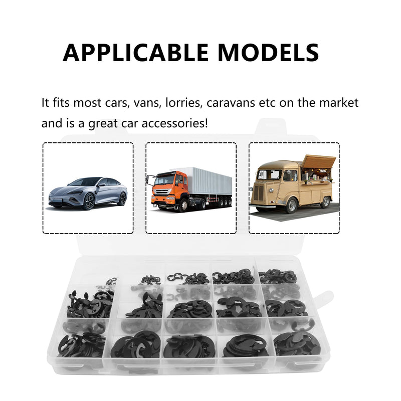 400PCS Car Retaining Rings,Alloy Steel E Clips Assortment Kit with 10 Size (M1.5 M2 M3 M4 M5 M6 M7 M8 M9 M10),External Snap Ring Kit Retaining Washers Car Accessories for Car Truck SUV