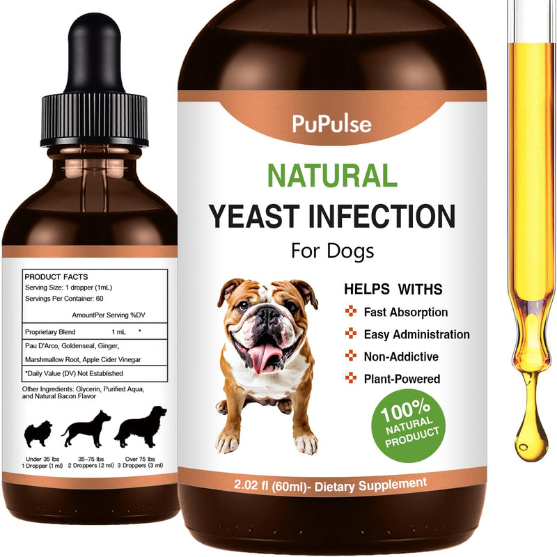 Yeast Infection Treatment for Dogs, Naturally Dog Healthy Itch Relief, Ear Infection Treatment, Dogs Allergy Relief, Inflammation Relief & Allergy Relief More, 2 fl oz