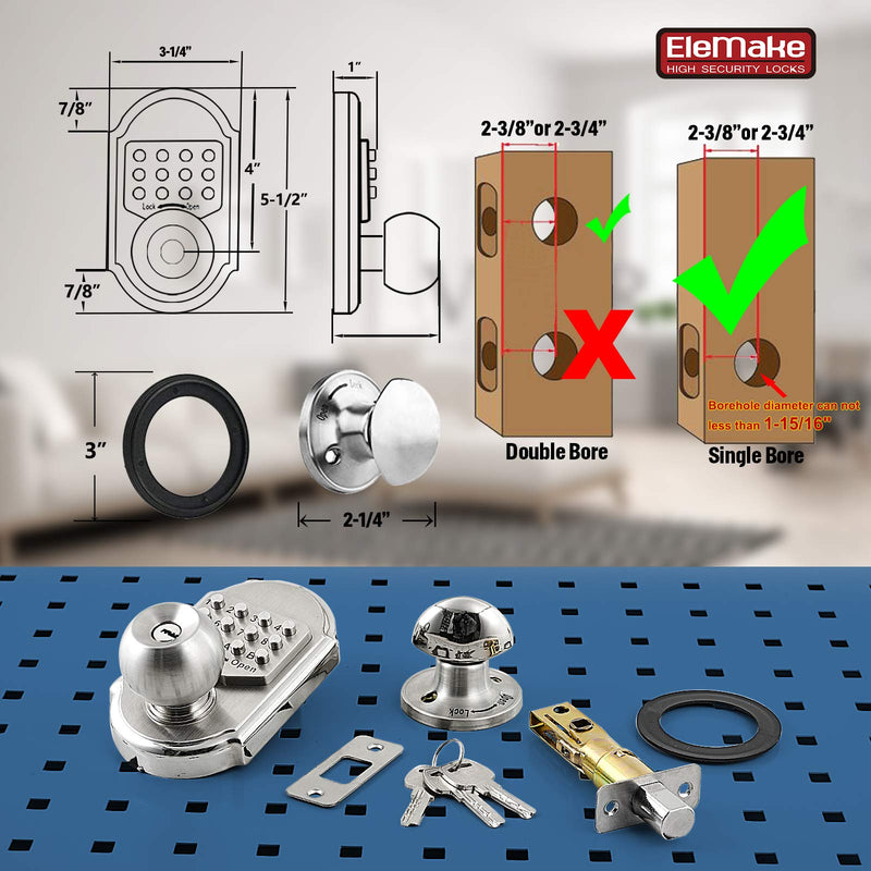 Keyless Entry Door Lock with Keypad - Keyless Deadbolt Lock, Digital Code Security Door Lock for Exterior Doors, Mechanical Lock with Stainless Steel 304 for Durability and Easy DIY Installation MKD001