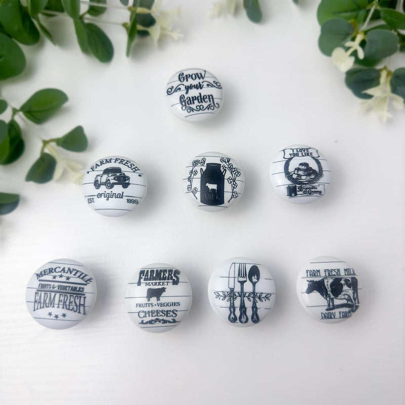JamJam Set of 8 1.5" Round Cow Farmhouse Rustic Vintage Cabinet Kitchen Door Furniture Handle Dresser Drawer Knobs and Pulls