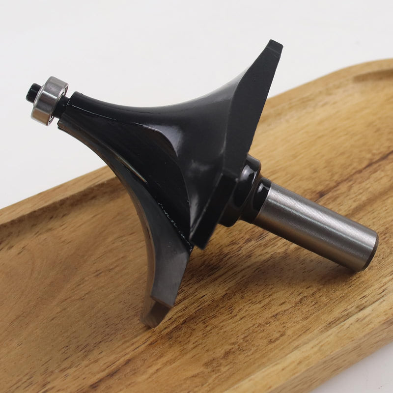 1/2 Inch Shank Roundover Router Bit, 38mm Cutting Radius, 3 Inch Diameter, Carbide Corner Rounding Edge Forming Beading Bit for Wood MDF Plywood Black-3Inch