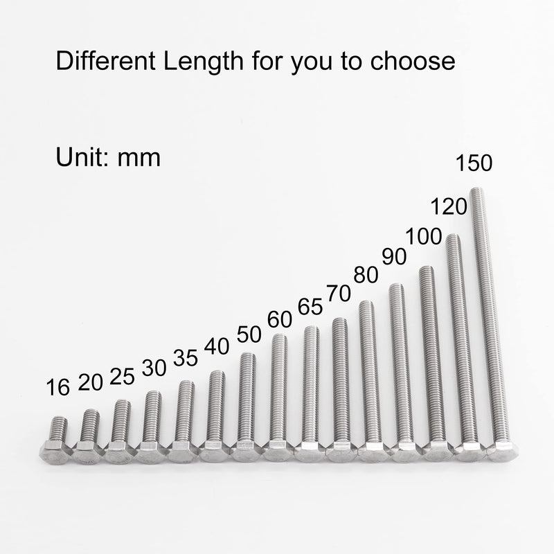 M8 Hex Head Bolt Screw, M8-1.25 x 60mm Stainless Steel 18-8 304 A2-70 Fully Threaded Hex Bolts 5pcs M8x60mm
