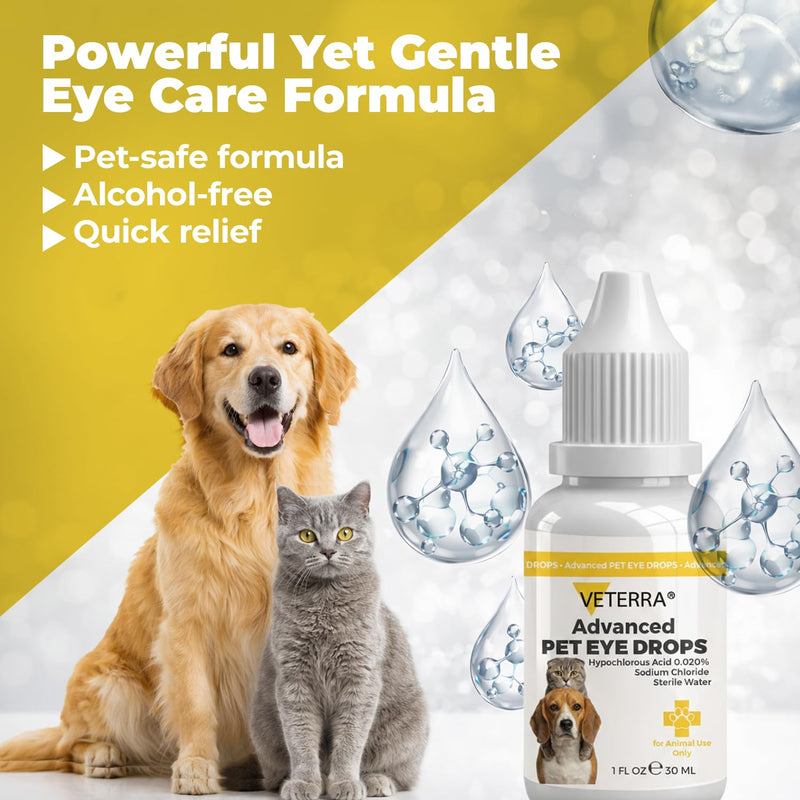 Dog and Cat Eye Care Solution for Dog & Cat – Vet Recommended Eye Cleaner, Helps Remove Eye Discharge & Tear Stains, Supports Eye Hygiene, Gentle Daily Use Eye Wash - 1 Oz 30 Ml