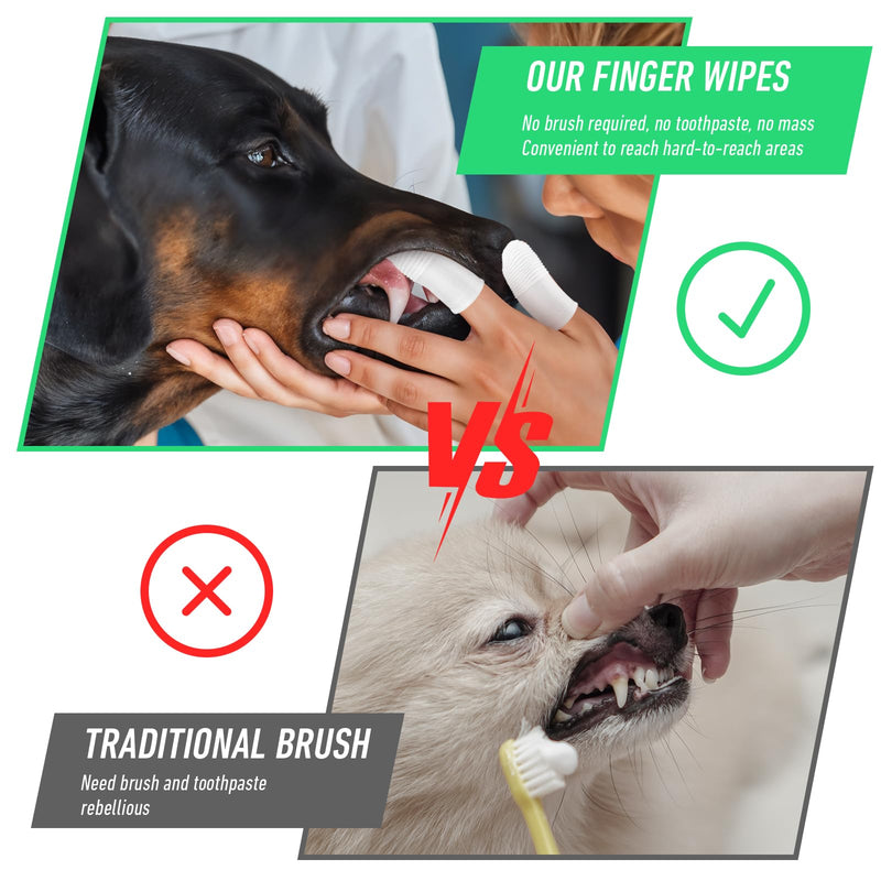 YUIANLB 30 Pcs Pet Dental Care Kit Finger Toothbrush Oral Cleaning Wipes Soft Washable Fabric Freshens Breath Reduces Plaque Tartar Complete Oral Hygiene Set for Puppies Kittens at Home