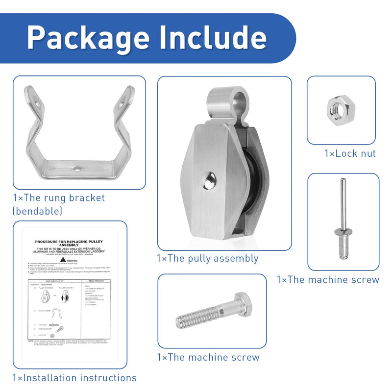 31-12 Extension Ladder Pulley Kit Compatible with Werner Extension Ladder Replacement Pulley Assembly,Ladder Pulley Fit for Werner Keller Aluminum & Fiberglass Extension Ladder,Extension Ladder Parts