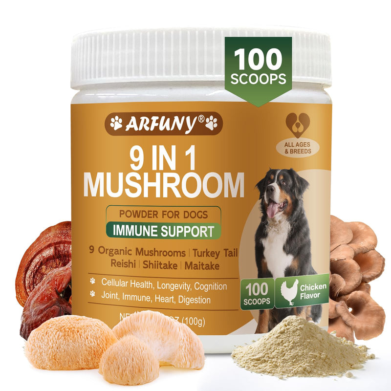 NAD+ Soft Chews for Dogs & Dog Mushroom Powder - Energy & Vitality, Anti-Aging, Cognitive Function - Hip & Joint, Skin & Coat, Digestive, Cellular, Immune Health Support