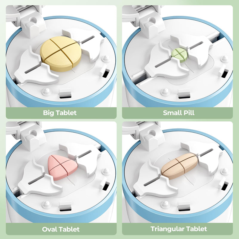 Daviky Pill Cutter Splitter for Small and Tiny Pills, Dual Safety Blades, Adjustable Pill Cutters for Small or Large Pills, Precise 1/4, 1/2 Tablet Cutter, Built-in Storage, Portable & Senior-Friendly