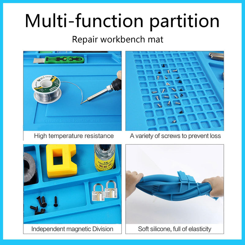 Premium Silicone Workbench Mat 17.7" x 11.8"，Lock Pinning Mat，Lock Picking Kit/Set for Beginners and Locksmith pins，Soldering Mat Heat Resistant，Electronics Repair Mat with Magnetic for Screws, Phone