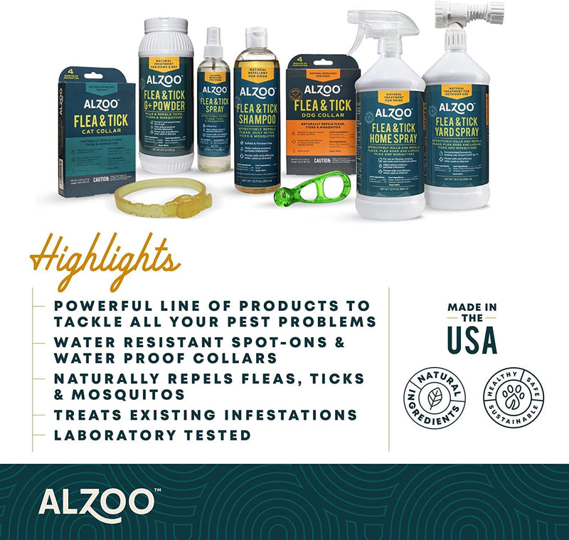 ALZOO Flea & Tick Dog Collar and 8 Fl. Oz. Flea & Tick Repellent Spray for Dogs, Medium-Sized Dogs: 16-40 lbs, 100% Plant-Based Active Ingredients