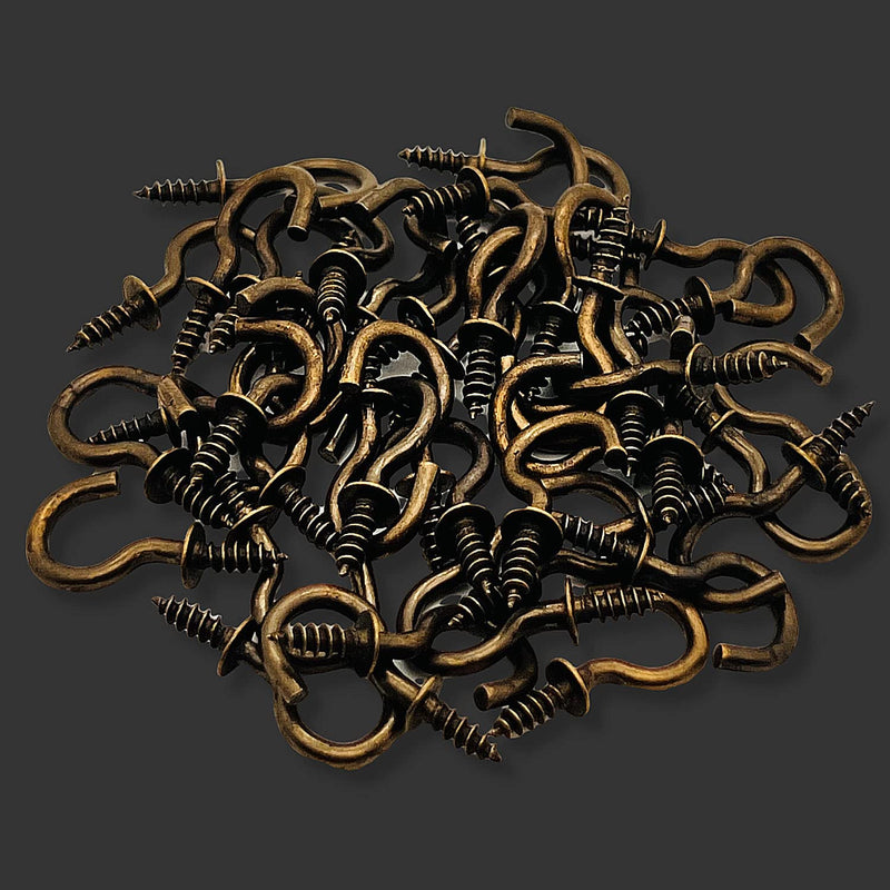 120 Pcs 1/2 Inch Screw-in Hooks Nickel Plated Metal Cup Hooks, Ceiling Hooks Bronze