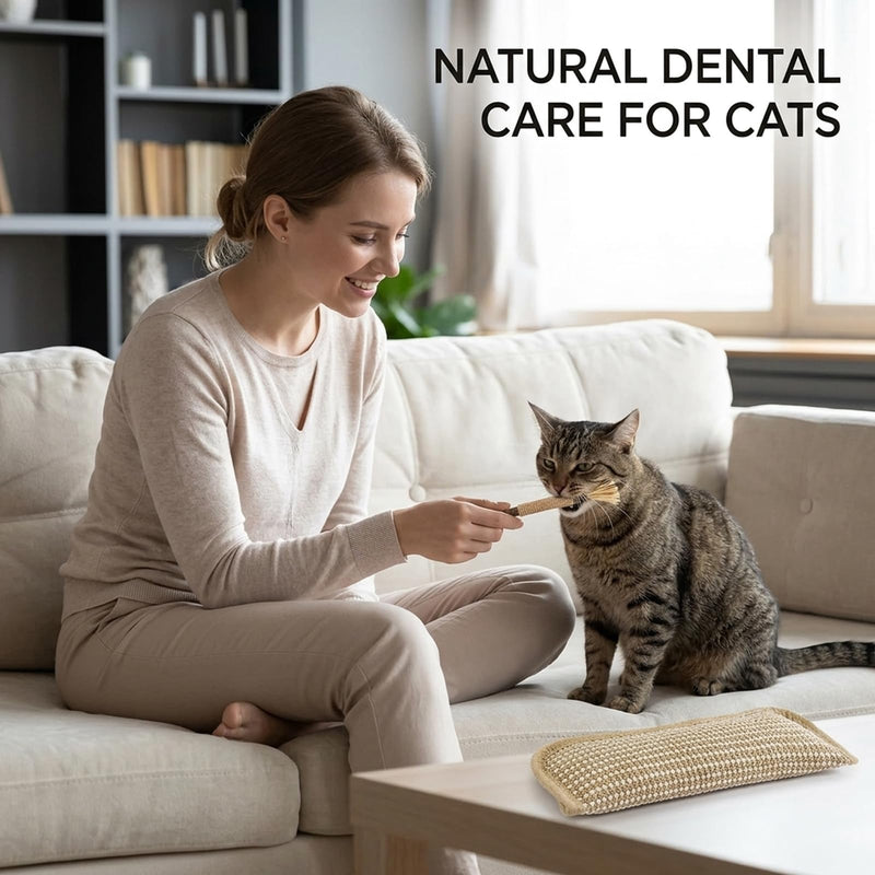 6-Piece 10inch Mint Cat Pillow Set for Indoor Cats, Silvervine Sticks for Cats, Catnip Sticks for Dental Health and Stress Relief,Cotton Linen Material for Chewing and Play