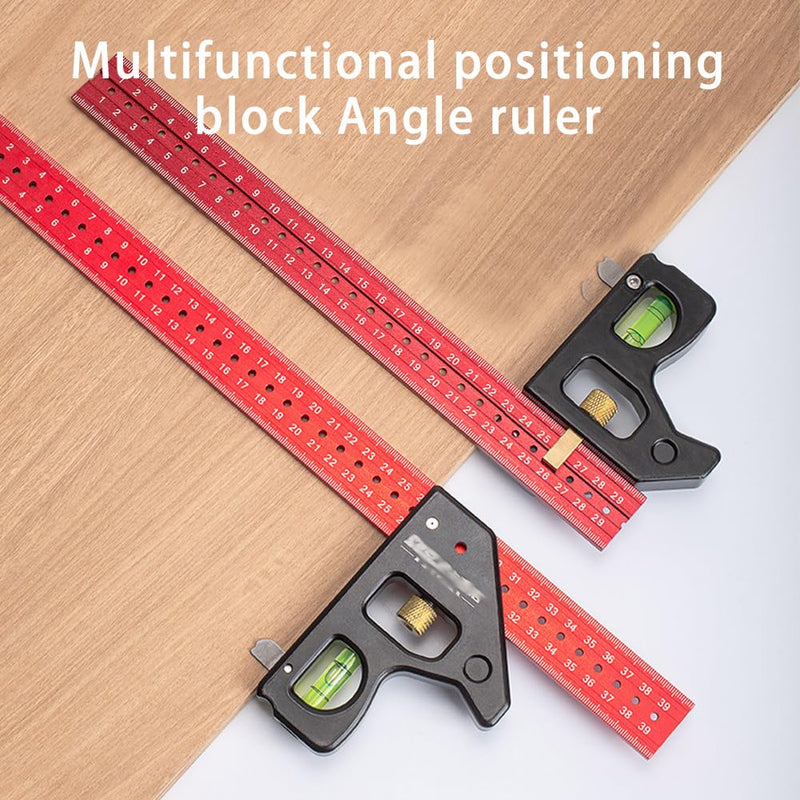 16 Inch Heavy Duty Combination Square, Aluminum Alloy 45°/90°Woodworking Square Tool, Multifunctional Rafter Combo Square Measuring Tools 40cm