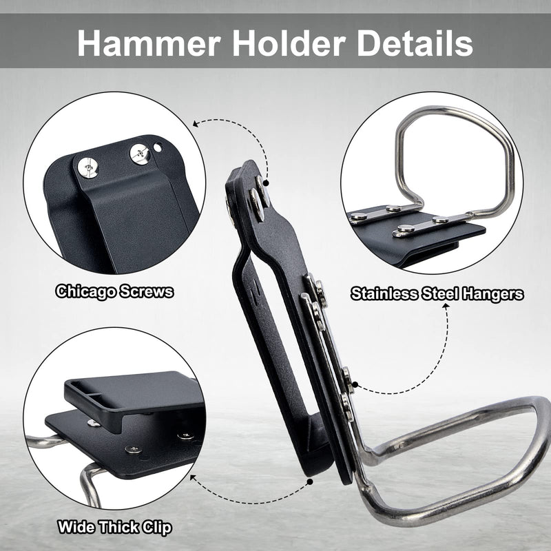 Heavaluefit 2Pack HammerCatcher, Hammer Holder for Tool Belt, Quick Response Fit Up to 2" Tool Belt, Compatible with Claw Hammer, Hatchet and Mallet (HammerCatcher) HammerCatcher-2Pack