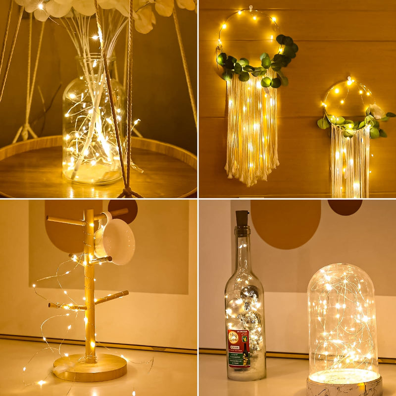 HXWEIYE 6 Pack Fairy Lights Battery Operated, 7ft 20LED Mini Firefly Starry Lights Mason Jar Lights for Indoor Outdoor Bottle Tree Party Wedding Halloween Thanksgiving(Warm White) Warm White