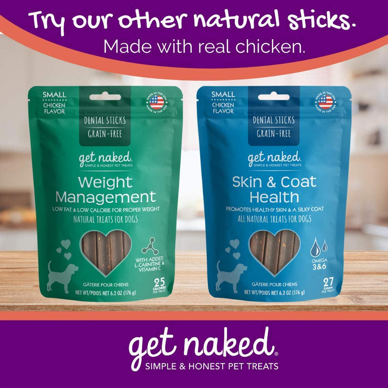 Get Naked Grain Free 1 Pouch 6.2 Oz Digestive Health Dental Chew Sticks, Small Chicken 6.2 Ounce (Pack of 1) - PawsPlanet Australia