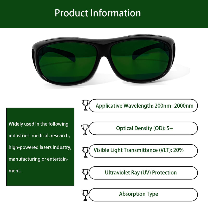 Laser Safety Glasses, Green Lens Protection, Laser Protective Glasses, Laser Engraver Cutter Safety Glasses Green/Black-5
