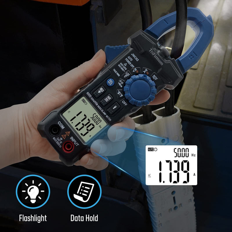Digital Clamp Meter,6000 Counts Auto Range TRMS Multimeter Tester 600A AC Current,600V AC/DC Voltage Amp Meter with Continuity/Resistance/Diode