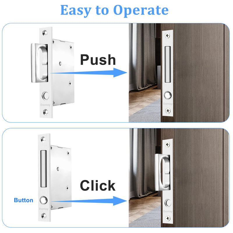 Dontay Pocket Door Handles with Large Auto Pop-Out Ring,Flush Hidden Edge Pull for Sliding Doors Hardware & Lock, Modern Space-Saving Design, Easy Install(5.44-inch,Brushed Nickel,1) 5.44-inch Brushed Nickel 1