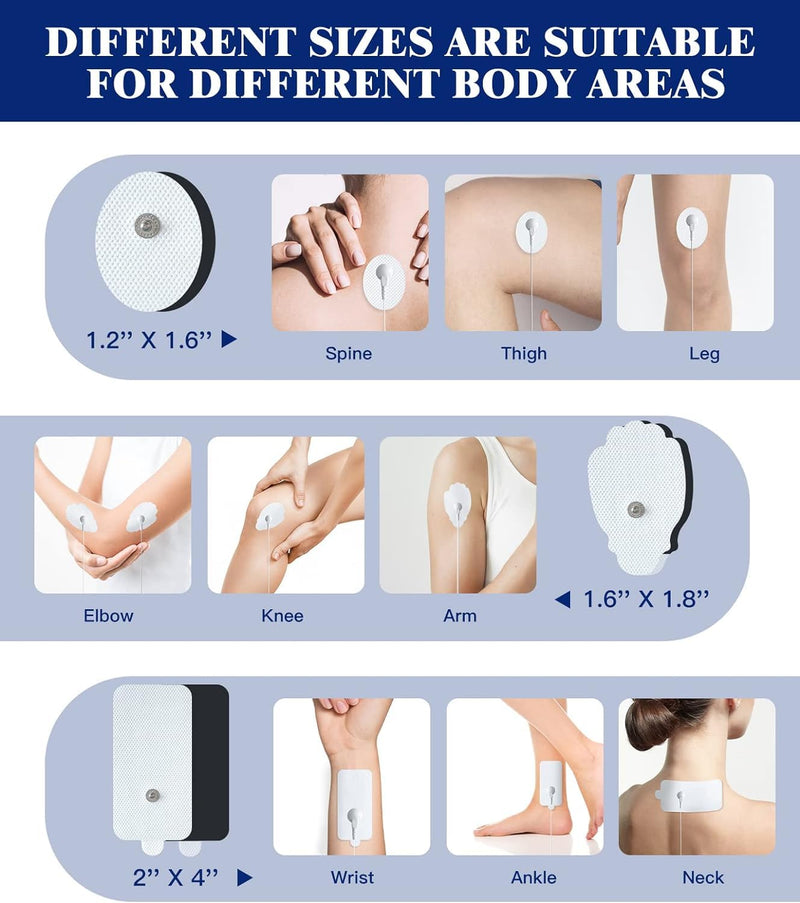 20 Pack Large TENS Unit Electrodes Pads, Upgraded Self-Adhesive Latex-Free Non-Irritating TENS Electrode Patches with Standard 3.5mm Snap-on Connector, Compatible with Belifu, Brilnurse TENS White-20 Pads