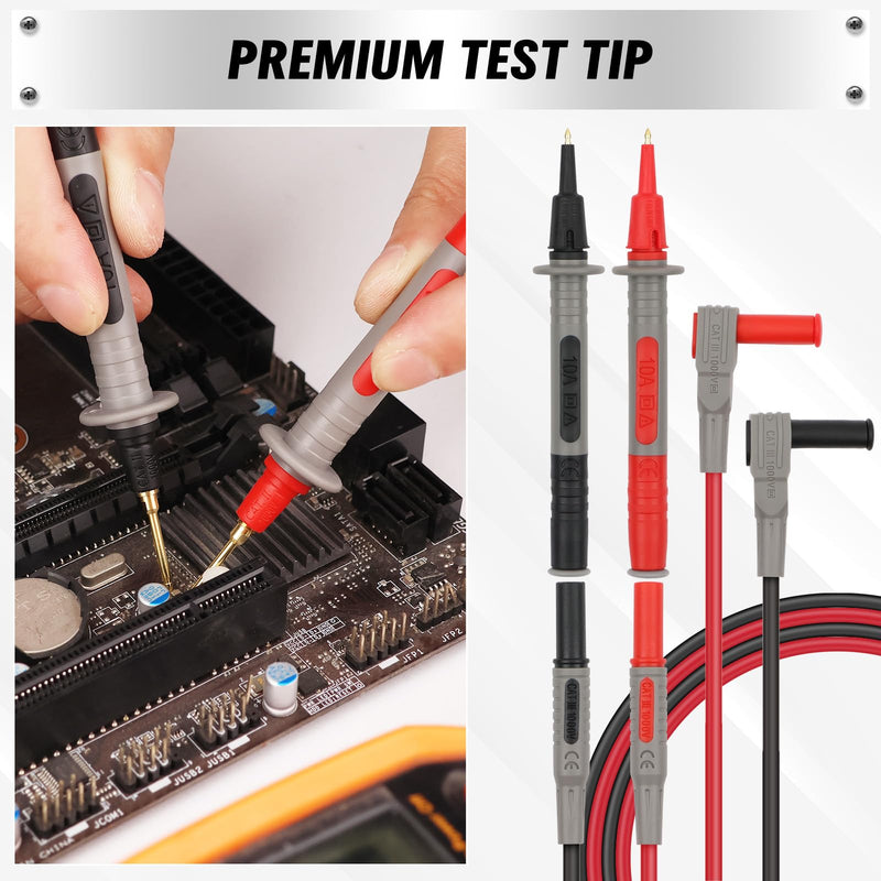 SWANLAKE 27-Piece Multimeter Test Leads Set, CAT.III 1000V / CAT.IV 600V Multimeter Probes with Alligator Clips, Needle Probe, Replaceable Probe Accessories, Soft PVC Volt Meter Lead 27PCS