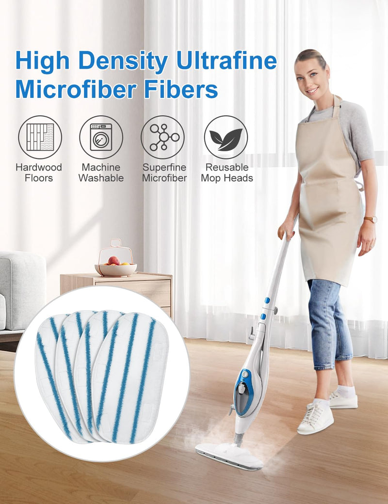Steam Mop Pads Compatible with PurSteam ThermaPro 10-in-1 and ThermaPro 211 Steam Mop Cleaner Microfiber Pur steam Mop Replacement Pads Washable Reusable Steam Mop Pads for Steamer Floor Cleaning 4 Pack-pursteam Thermapro Steamer Mop Pad