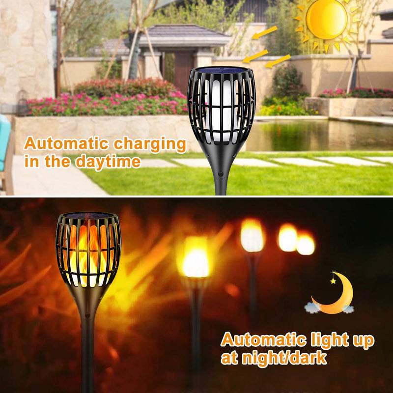 Solar Lights Outdoor, 43" Flickering Flames Torch Light Solar Garden Lights Waterproof Landscape Lighting Dusk to Dawn Auto On/Off Security Torch Light for Yard Patio Driveway, 4Pack 4 Pack