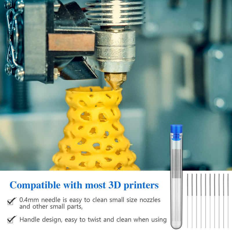 50 Pieces 3D Printer Nozzle Cleaning Kit,0.4 mm Stainless Steel Needles Cleaner 3D Printer Nozzle Cleaner 3D Printer Accessory 0.4mm / 50 Pieces