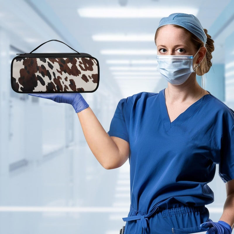 Brown Cow Stethoscope Case Lightweight Protective Stethoscope Casewith Mesh Pockets Shockproof Hard Organizer Storage Bag Medical Assistant Accessories Brown Cow
