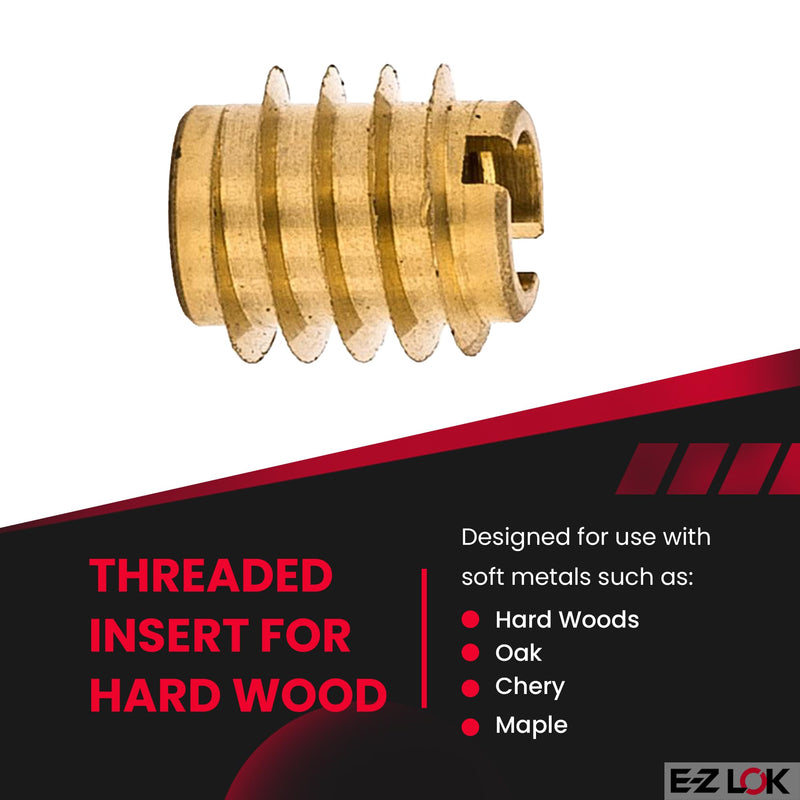 E-Z LOK 400-008 Threaded Insert, Brass, Knife Thread, #8", 8-32 Internal Threads, 0.375" Length (Pack of 25) 0.375" Length (Pack of 25)