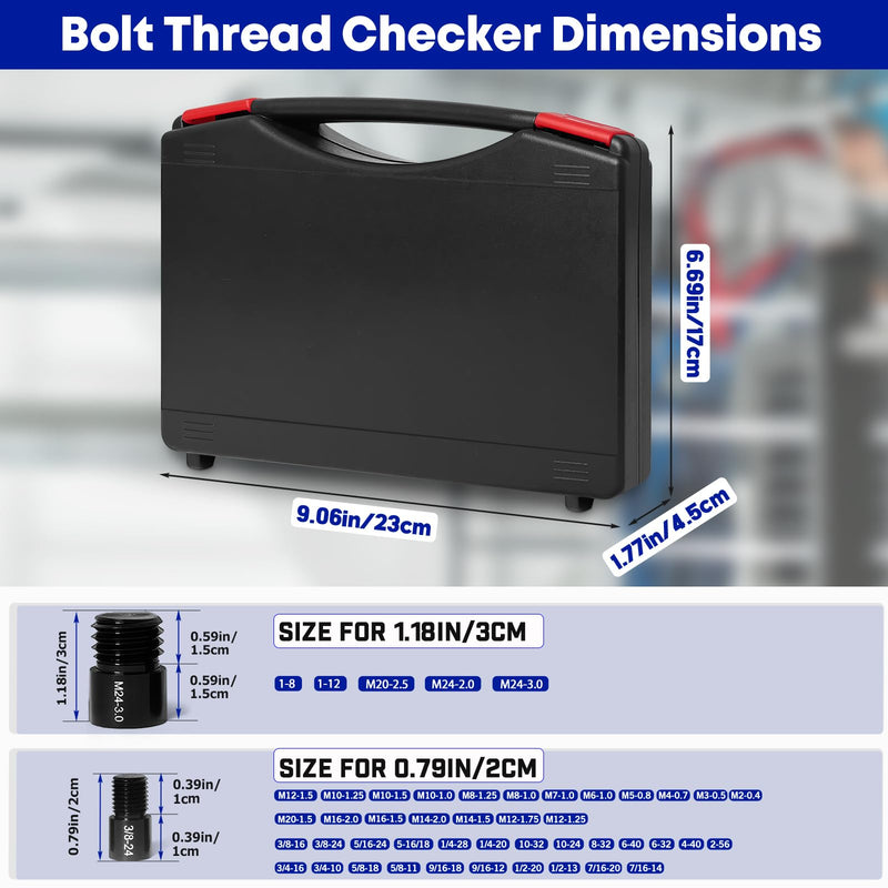 47Pcs Thread Checker, 25 Inch & 22 Metric Nut Bolt Thread Gauge with Storage Case, Accurate Fastener Measuring for Narrow Space, Auto Repair & Mechanical Maintenance