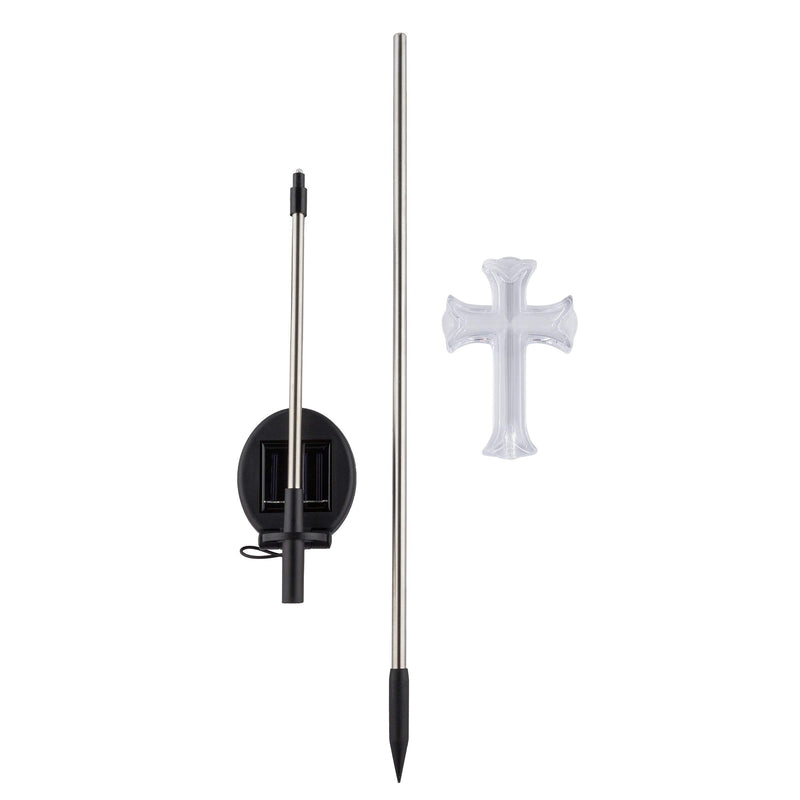 Alpine Corporation 34" Tall Outdoor Solar Powered Cross Pathway Light Stakes (Set of 2)