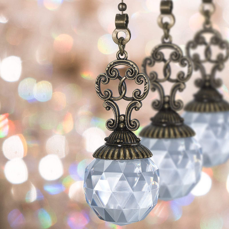 Ceiling Fan Pull Chains Crystal Light Fan Pull Chain Pendant with Ball 12 Inch Vintage Ceiling Fan Chain Extender Ornament Chain for Fan Pull (Transparent,4 Pieces) Transparent 4