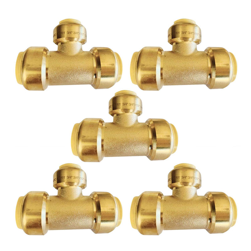 5piece EFIELD 3/4"x 3/4" x1/2" Tee Push-Fit Fitting Pack of 5 3/4"x 3/4" x1/2 "