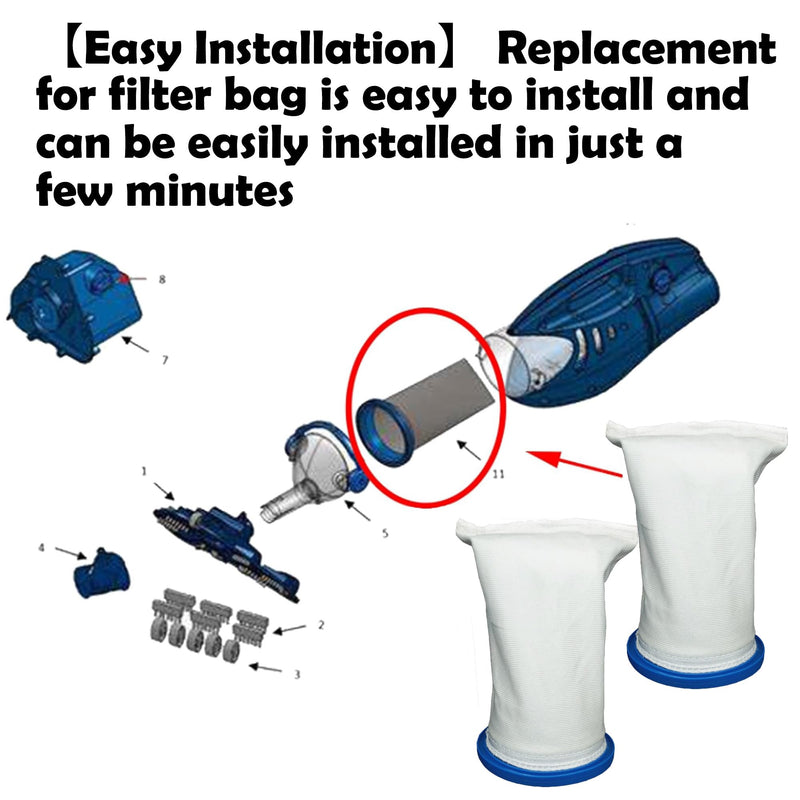 Replacement for Pool Blaster Max Sand and Silt Filter Bag Compatible with Pool Blaster Max, Max Li, MAX CG,Catfish Ultra, Ivac 250, Volt FX-4, Volt FX-8 Models Pool Vacuum（2Pcs）