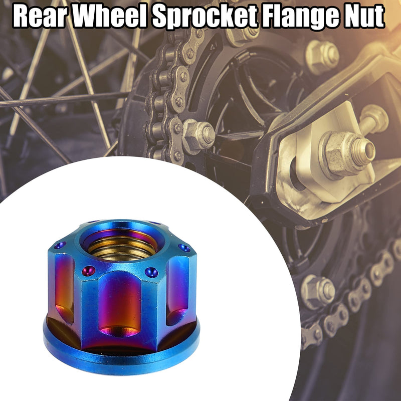 X AUTOHAUX 6pcs Titanium Alloy M10 Pitch 1.25mm Flange Bolt Nut for Bicycle Motorcycle Rear Wheel Axle Sprocket Car Modification Accessories Blue M10x1.25mm