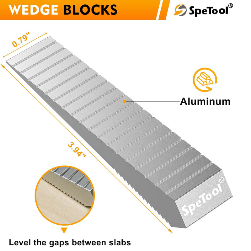 SpeTool Slab Clamping Dogs Kit with Aluminum Case - 4pcs High-Elasticity Steel Clamping & 4 Aluminum Wedges, Reusable Steel Slab Flattening Dogs for Router Sled, CNC, Woodworking