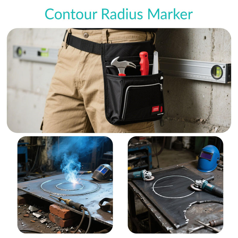 Contour Radius Marker - Up to 40" Radius, Aluminum Radius Marker with 5 Soap Stone & SoapStone Holder, Foldable Pocket-Size Standard Radius Marking Tool