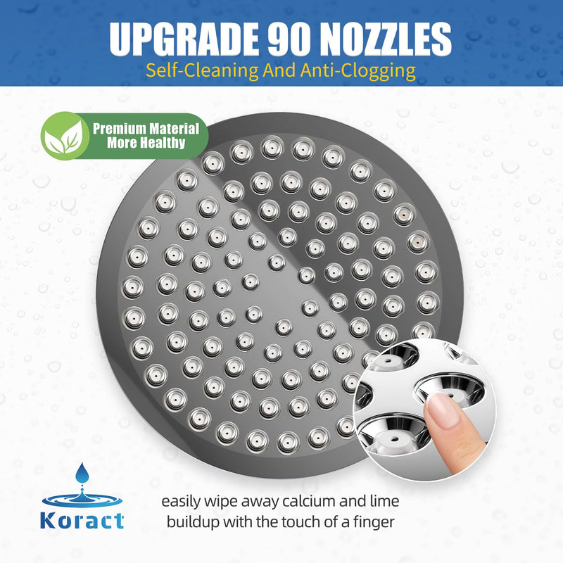 Filtered Shower Head High Pressure Shower Head with Filter for Hard Water Softener - Anti-Clogging Silicone Nozzles Bathroom Adjustable Replacement Rain Showerhead Improve Hair Chrome