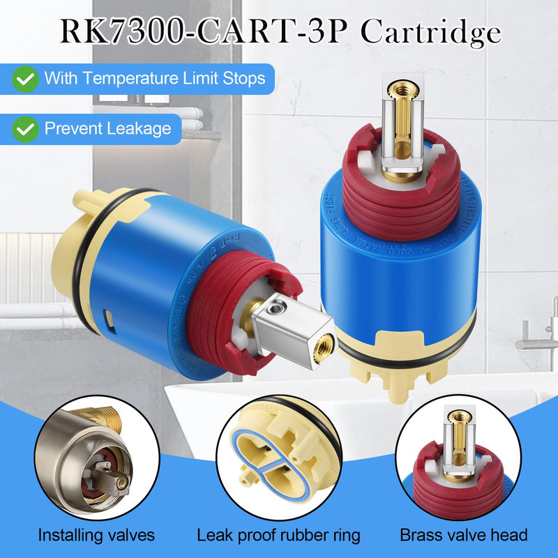 (2Pack) RK7300-CART-3P Pressure Balancing Cartridge Replacement, RK7300-CART-3P Shower Cartridge Compatible with Z-7300,Z-7301,Z-7302 Series Single Handle Faucets Tub and Shower Valve