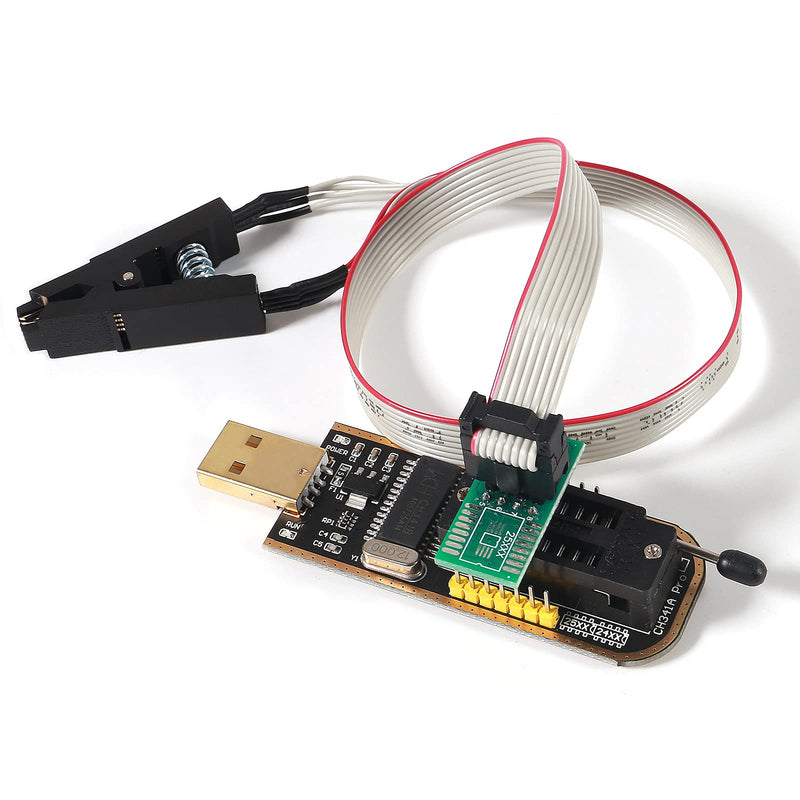 SOIC8 SOP8 Test Clip EEPROM Flash BIOS USB +1.8V Adapter + Soic8 Adapter Programmer Module Kit Set for EEPROM 93CXX / 25CXX / 24CXX + CH341A 24 25 Series